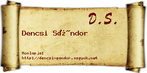 Dencsi Sándor névjegykártya